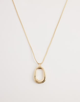 Designb London Open Molten Pendant Necklace In Gold