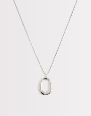 Designb London Open Molten Pendant Necklace In Metallic