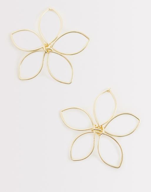 DesignB London - Orecchini a bottone a fiore color oro