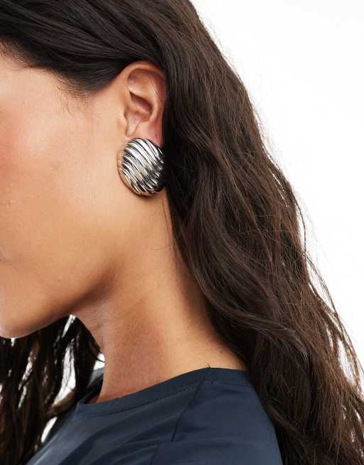 DesignB London - Orecchini a bottone argento stile vintage  