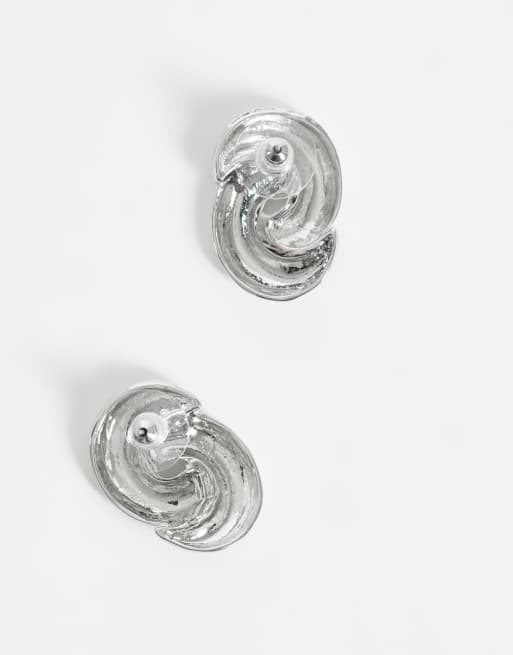 DesignB London orecchini a bottone con nodo ispirati al vintage in argento, 4 di 4