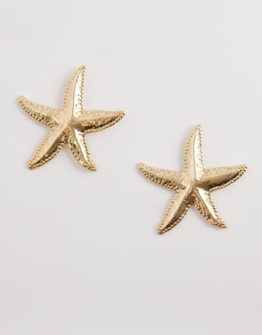 DesignB London - Orecchini appariscenti color oro con stella marina