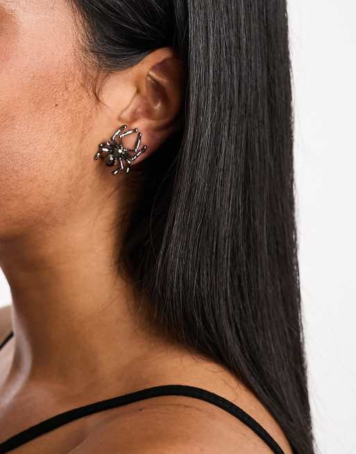 DesignB London - Orecchini color argento a forma di ragno da Halloween 