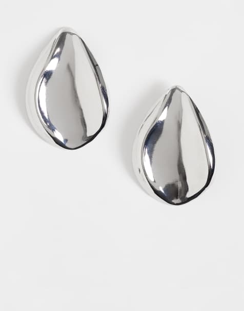 DesignB London orecchini grandi con borchie liquefatte in argento - view 1