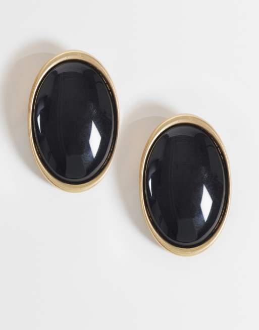 DesignB London orecchini grandi vintage con borchie neri, 1 di 4