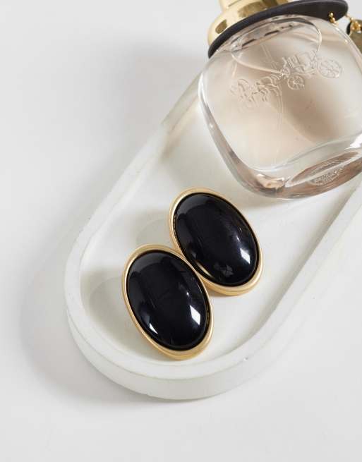 DesignB London orecchini grandi vintage con borchie neri, 2 di 4