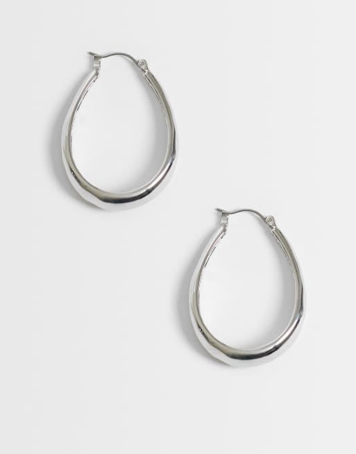 DesignB London - Orecchini ovali color argento martellati