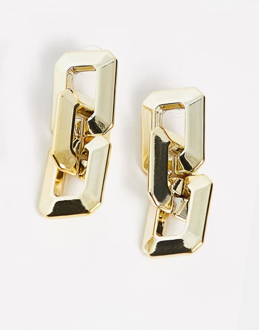 DesignB London - Orecchini pendenti a catena color oro, 4 di 4