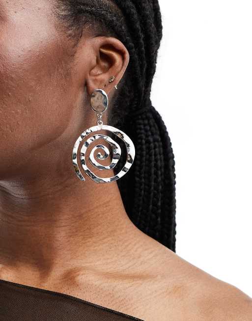 DesignB London - Orecchini pendenti a spirale color argento , 4 di 4