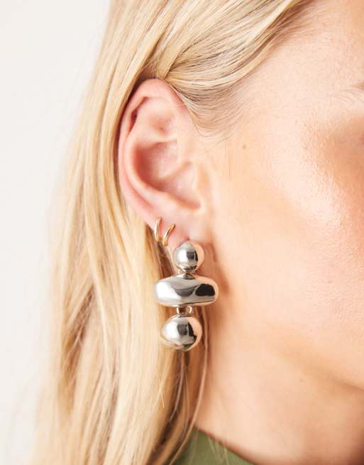 DesignB London - Orecchini pendenti appariscenti color argento