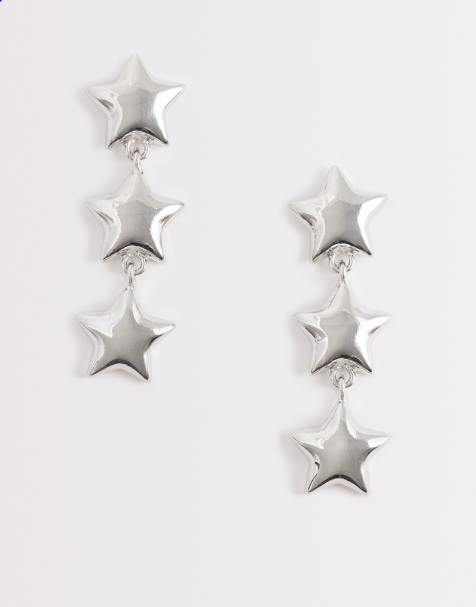 DesignB London - Orecchini pendenti color argento con stelle - view 1