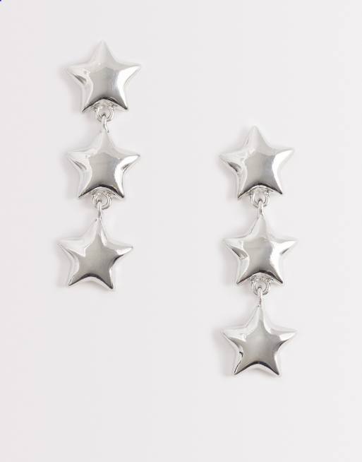 DesignB London - Orecchini pendenti color argento con stelle