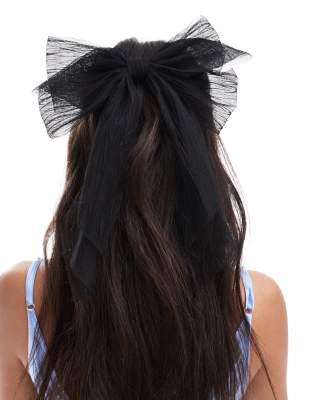 DesignB London organza hair bow in black