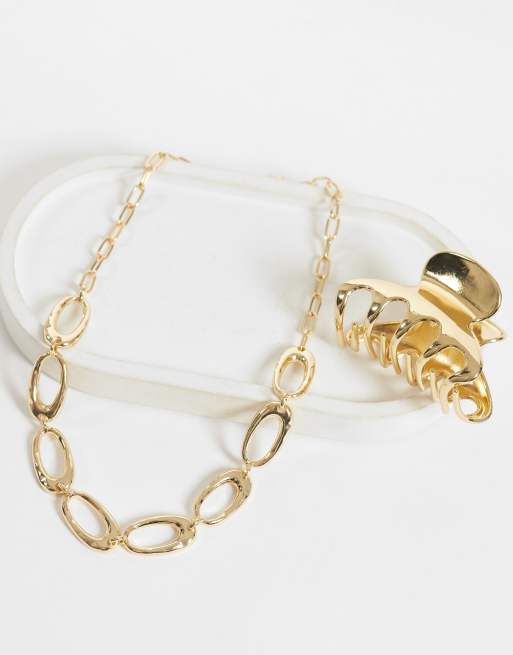 DesignB London oval link chain necklace in gold, 2 of 4