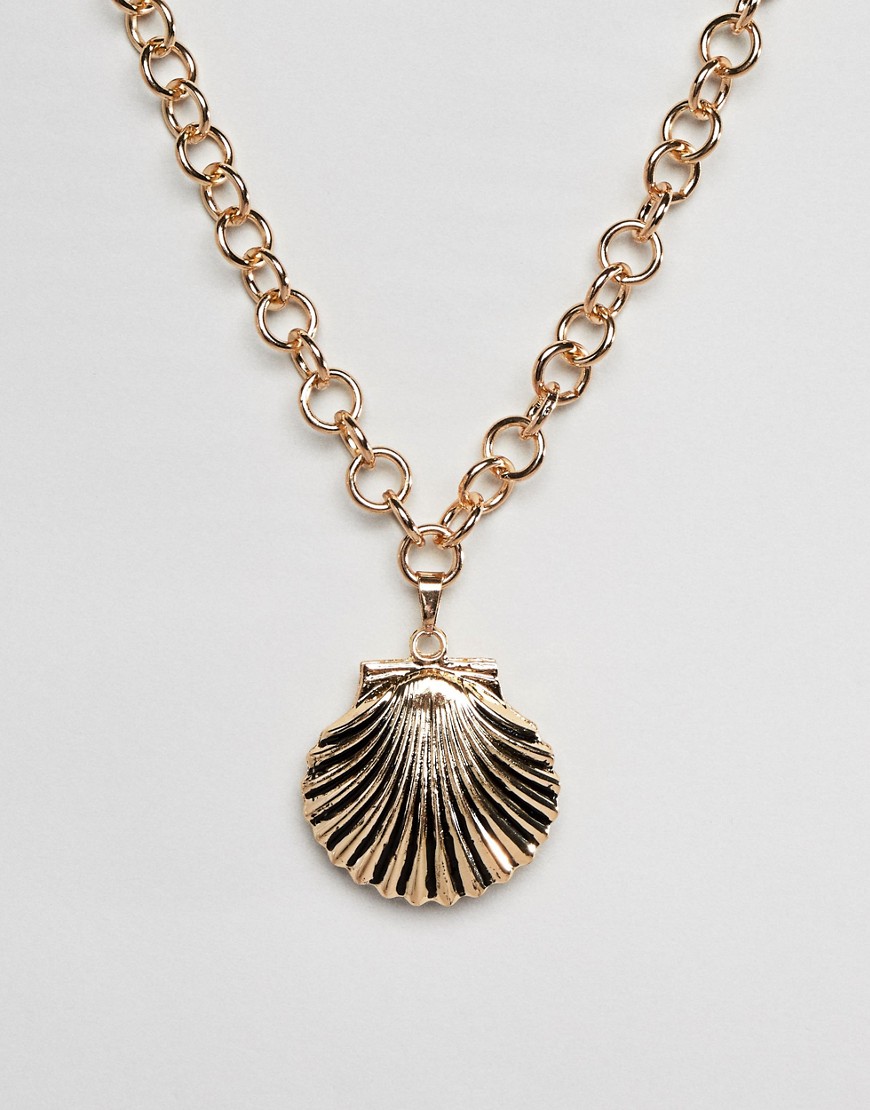 DesignB London — Oversized halskæde med muslingskal-Guld