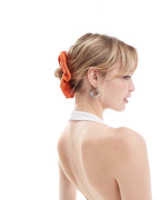 DesignB London - Oversized hår-scrunchie i klar orange  , 3 af 4