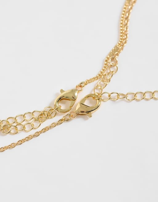 DesignB London pack de 2 collares con colgante de aro efecto fundido en dorado, 4 de 5
