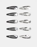 [DesignB London] DesignB London pack of 10 hair clips in silver and black-Multi No Size MULTI
