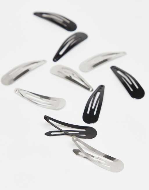 DesignB London pack of 10 hair clips in silver and black, 2 of 3