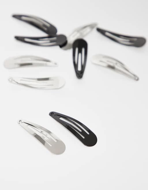 DesignB London pack of 10 hair clips in silver and black, 3 of 3