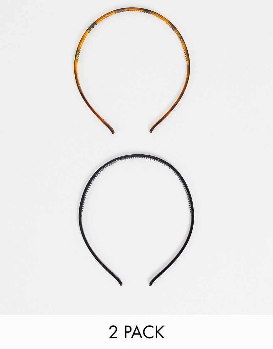 DesignB London pack of 2 basic resin headbands-Multi