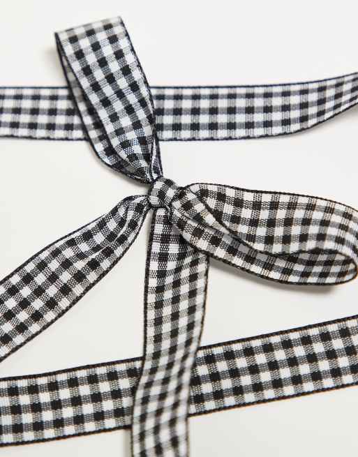 DesignB London pack of 2 black gingham ribbon hair bows , 2 of 4