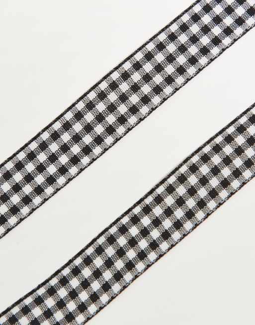 DesignB London pack of 2 black gingham ribbon hair bows , 4 of 4