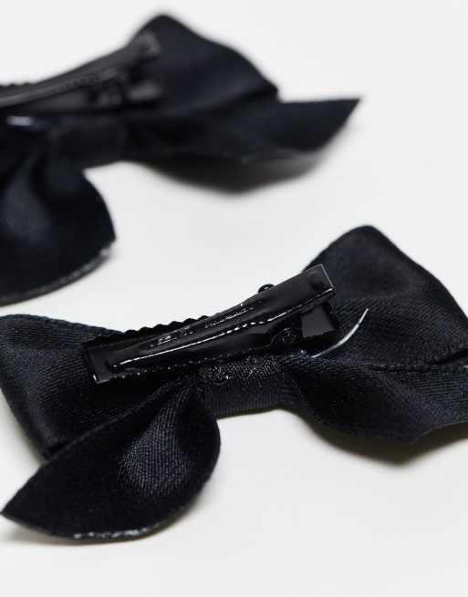 DesignB London pack of 2 hair ribbons in black