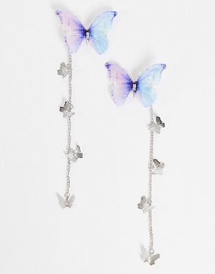 DesignB London pack of 2 butterfly and strand hair clips