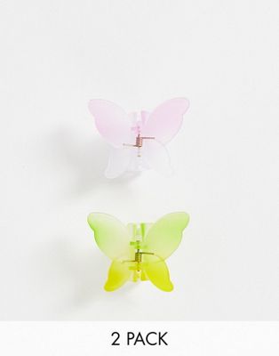 DesignB London pack of 2 butterfly shape hair claws - ASOS Price Checker