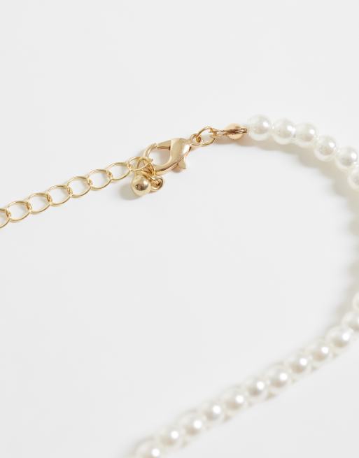 DesignB London pack of 2 chain & pearl necklaces in gold, 3 of 3