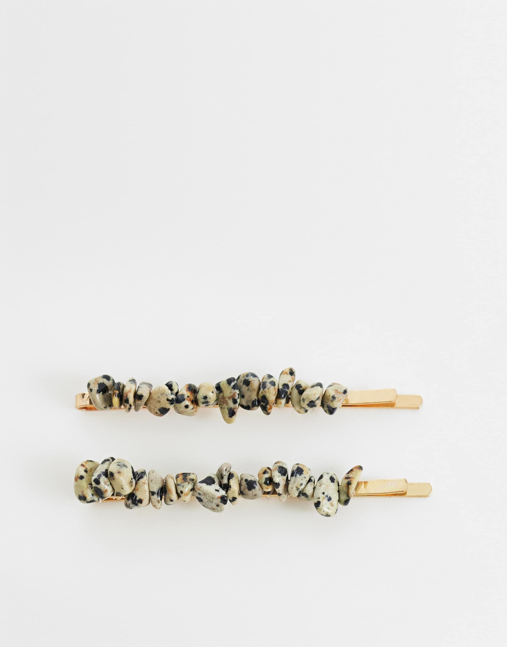 designb london pack of 2 chipped natural stone hair clips