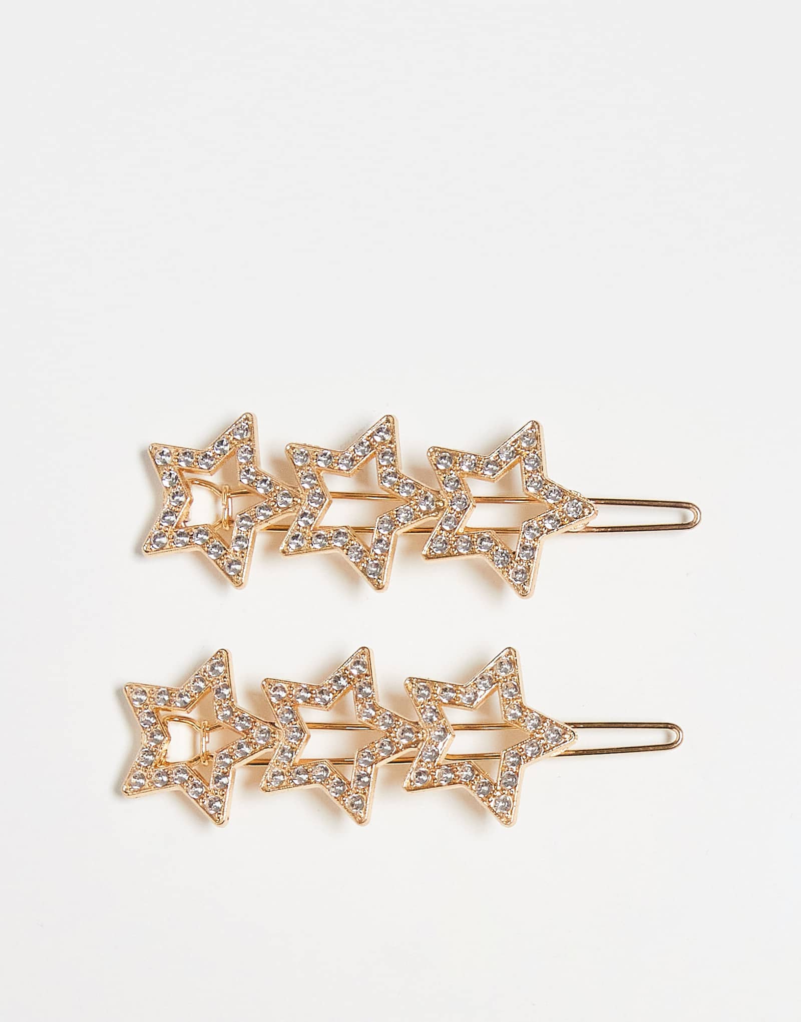 Набор DesignB London из 2-х золотистых заколок-слайдеров для волос, украшенных звездами