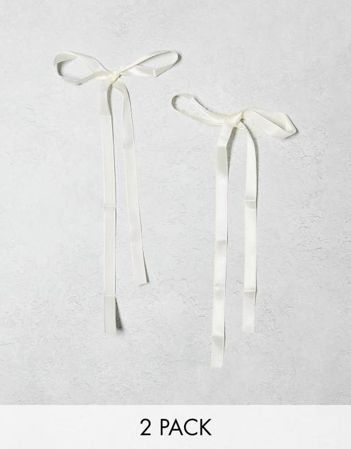  DesignB London pack of 2 hair bows in cream 