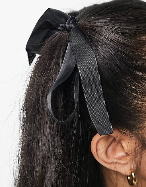 DesignB London pack of 2 hair ribbons in black