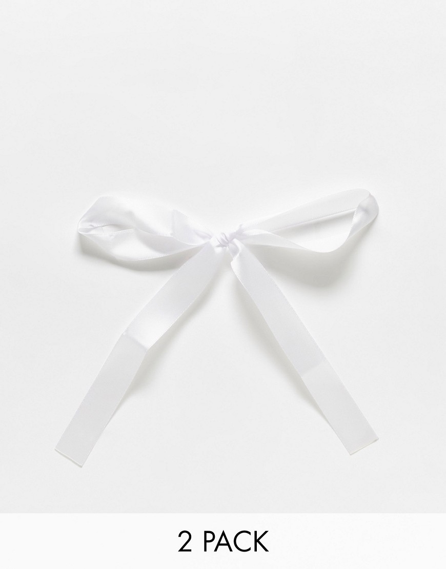 Designb London Pack Of 2 Hair Ribbons In White
