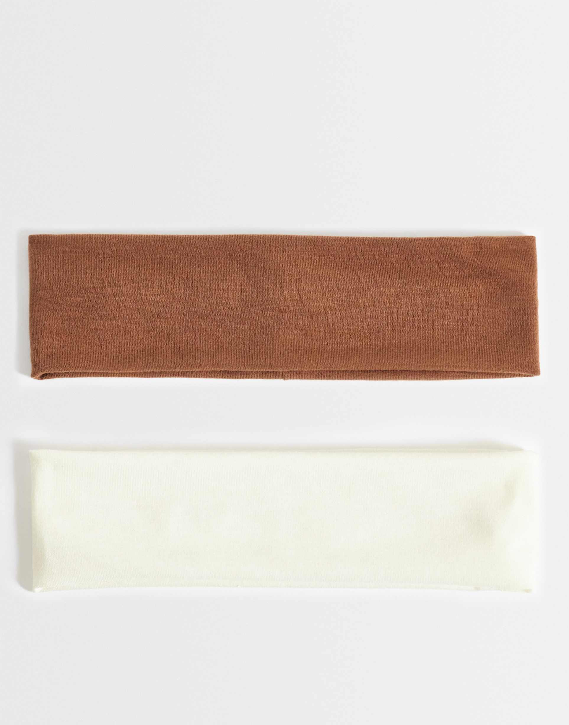 designb london pack of 2 jersey headbands in brown and cream