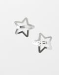 [DesignB London] DesignB London pack of 2 large star hair clips in silver No Size SILVER