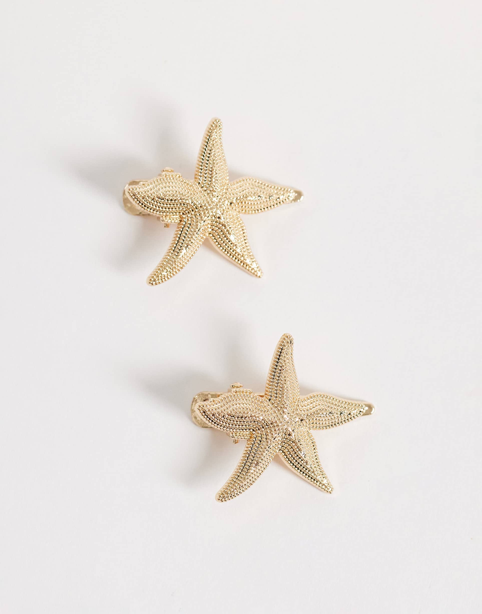 designb london pack of 2 metal starfish hair clips in gold