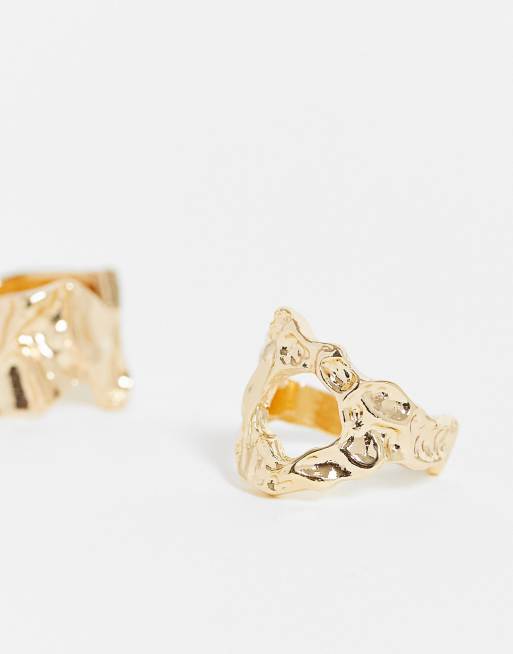 DesignB London pack of 2 molten rings in gold tone, 3 of 4