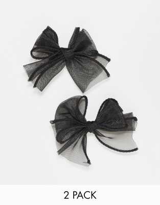 Designb London Pack Of Organza Mini Hair Bows In Black Asos