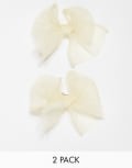 [DesignB London] DesignB London pack of 2 organza mini hair bows in cream-White No Size WHITE