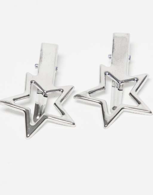 DesignB London pack of 2 star hair slider clips in silver tone, 3 of 3