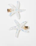 [DesignB London] DesignB London pack of 2 starfish hair slides in white No Size WHITE