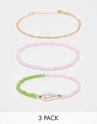 DesignB London pack of 3 beaded bracelets