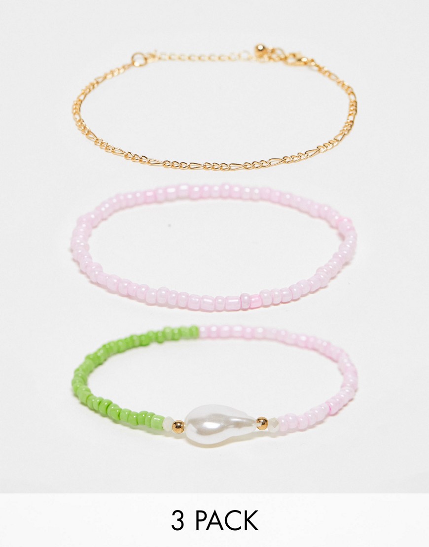 DesignB London pack of 3 beaded bracelets-Multi
