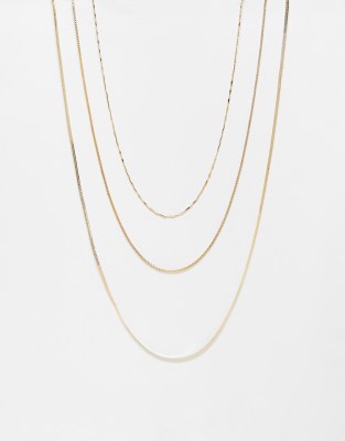 Designb London Pack Of Fine Necklaces In Gold Asos