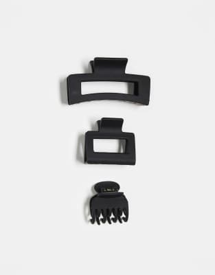pack of 3 hair claws in matte black