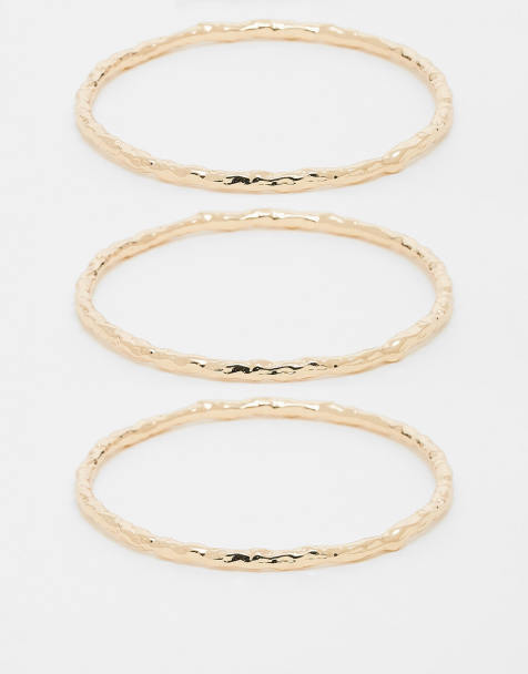 DesignB London pack of 3 molten bangles in gold - view 1