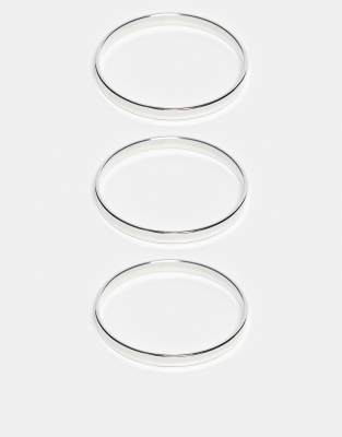 Designb London Pack Of 3 Stacking Bangle Bracelets In Silver